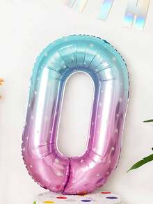1 buah Balon Foil Angka 0-9 Ombre Langit Berbintang Ukuran 40 Inci, Untuk Dekorasi Pesta Ulang Tahun - MultiWarna - View 3