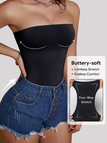 女性用セクシーチューブトップ Y2K 夏のベーシックタンクトップ外出用 - ブラック - チェックする 1