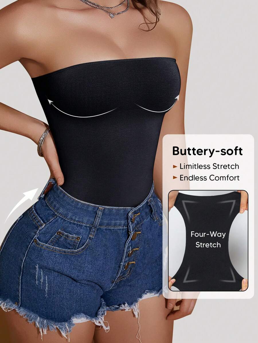 女性用セクシーチューブトップ Y2K 夏のベーシックタンクトップ外出用 - ブラック - チェックする 1