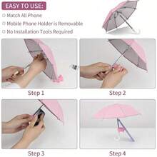 Mini Smartphone Umbrella, Universal Pig Sucker Stand, Outdoor Anti-Glare Sun Shade, Made Of Polyester Fiber, Protects Phone From Rain And Sunlight, Screen Protector - Multicolor - View 2