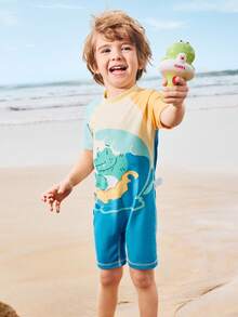 Balabala 儿童连体泳衣 男童女童 儿童防晒抗氯 - 藍色調 - 查看 2