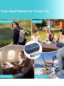 Estuche enfriador de viaje para insulina, aprobado por TSA, refrigerador de medicamentos diabéticos para viaje con termómetro y pantalla de temperatura, organizador refrigerado de medicamentos con 2 paquetes de hielo (Pantalla de temperatura en Fahrenheit) - Azul Marino - Ver 8