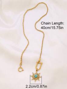 1 件不锈钢太阳吊坠项链时尚蛋白石绿松石饰物 U 形扣吊坠项链链项链女士珠宝礼物 - 項鍊 - 查看 5