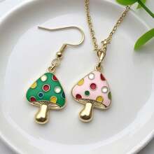 8pcs Colorful Mushroom Necklace Pendant DIY Making Earring Bracelet Keychain Mushroom Jewelry Accessories Charm Jewelry