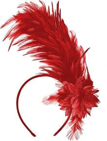 S.Women's 1920s Fascinator Headband, Fascinators Hat Women Tea Party Flower Headpiece Gatsby Derby Hat - Red - View 7