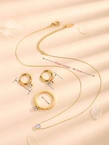 4 cái/bộ Bộ Trang Sức Trang Trí Rhinestone - Vàng - Xem 3