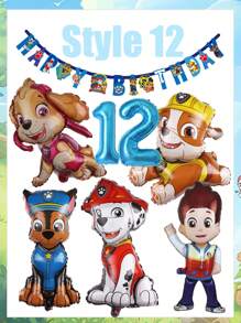 Paw Patrol Dog Patrol Geburtstags-Themen-Set, Ryder Archi Daily Flauschiger Aluminiumfolie Luftballon Kombination, Paw Patrol Geburtstags-Party Dekorationsartikel