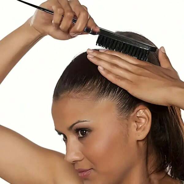 Cepillo de pelo de plástico negro con púas en 3 filas, para dar volumen, rizar, peinar, hacer moños, adecuado para salones, vuelta al colegio, artículos esenciales de viaje y vacaciones, accesorios de pelo para mujeres