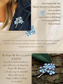 1pc Forget Me Not Blue Flower Brooch For Women,Plant Brooches,For Bag, Sweater, Coat, Hat, Shoes, Dress, Suit