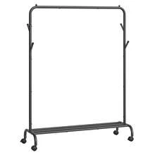 Burro para Ropa, con Ruedas, Perchero Burro con Barra, Estructura de Tubo de Acero, Carga Máx. De 50 kg, Ancho de 103,5 cm, Almacenaje Multifuncional, Negro - Negro - Ver 4