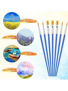 48 件套儿童和成人绘画刷套装 - 耐用尼龙毛艺术家画笔，适用于丙烯画/油画/水彩画 - 各种扁平和圆形笔尖，适用于画布、面部、美甲（散装美术用品）、返校 - 彩色 - 查看 13