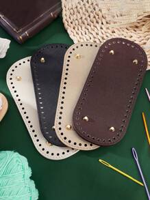 4pcs 8.66x3.93 Inch Crochet Bag Base, 4 Colors Diy Woven Bag Bag Bottom Handmade Bag Base Accessories Leather Bag Bottom Oval Bag Bottom Pad Knitted Crochet Base Wallet Bottom With Hole For Handbag Purse Tote Bag Shoulder Crossbody Bag