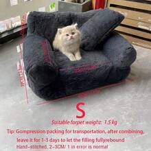 4-Season All-Purpose Removable & Washable Pet Cat Sofa, Pet Bed For Cats & Dogs Puppy Keep Dog Bed Cat Bed - Brown - View 2