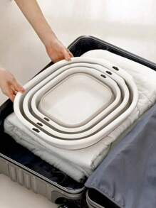 1pc Collapsible Foot Soak Tub, Silicone Folding Wash Basin, Portable Plastic Multi-Use Basin For Soaking Feet, Washing Face, Vegetables, Space-Saving With Hanging Hole Design, Ideal For Students Home UseBody Care For Travel,Sport,Outdoor
