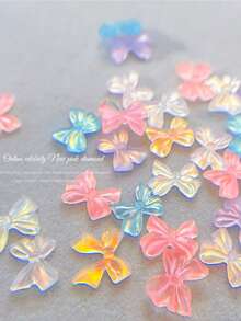 20 件哑光蝴蝶美甲饰品 - 半透明果冻蝴蝶结，手工制作的 3D 美甲装饰 - 彩色 - 查看 8