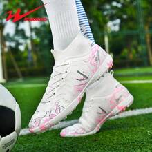 STARNOVO Authentic Dual Star Football Shoes, Fashionable High-Top Sports Football Shoes For Men And Women, Camouflage Rubber Sole, Stylish Elastic Knit Collar High-Top Design, Rich Color Matching, Suitable For Middle And Primary School Students Football Training And Matches, As Well As Daily Commute (Note: This Item Is Standard Size, It Is Recommended To Order 1 Size Smaller If Your Foot Is On The Slim Side, And 1 Size Larger If Your Foot Is On The Wide Side) - White - View 7