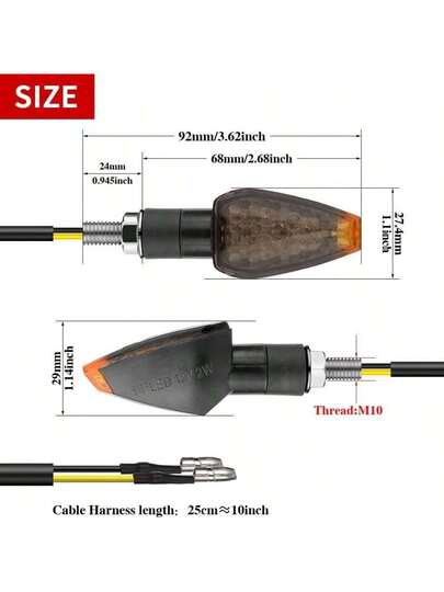 Small Turn Signal Motorcycle Blinkers LED Front Rear Indicators Light Universal Compatible With Harley Kawasaki Suzuki (H-Smoke Lens)