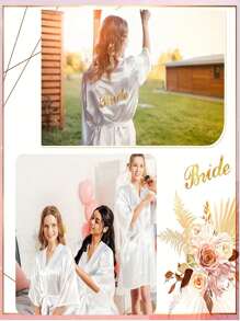 Bata de baño, Bata de novia y dama de honor con inicial, Bata de mañana y bata de dormir, Ropa de preparación para la fiesta de boda, Accesorios para la ceremonia y recepción de bodas, Pijama de primavera y verano para damas de honor, Pijama de novia, Bata bordada de la fiesta de la mejor amiga, Bata de novia, Suministros para la boda, Fiesta al aire libre, Fiesta de vacaciones, Regreso a la escuela