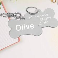 Personalized Engraved Pet ID Tag For Dog Cat Bone Shape Name Disc Double Sided