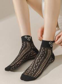 7 pares de calcetines de tobillo finos, de malla, encaje floral y transpirables para mujer en verano, de colores aleatorios
