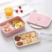 1 pieza Caja bento de vajilla de paja de trigo, caja de sushi multiusos para estudiantes, juego de caja para frutas