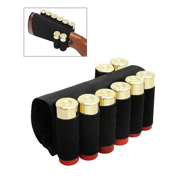 Soporte de cartuchos para culata de rifle o escopeta de caza - Bolsas tácticas para 8 cartuchos que se adapta a la mayoría de escopetas