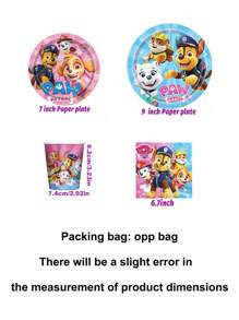 Paw Patrol Paw Patrol Party Zubehör Einweg-Dekorations-Geschirr Set, Paw Patrol Geschirr, Pappteller, Pappbecher, Servietten, Fahnen zum Aufstellen, Party Event Foto Dekorations-Zubehör, Geburtstags-Party und Feiertags-Party Einweg-Geschirr, geeignet für Familientreffen, Familienreunionen, Gender Reveal Party Events, Halloween, Erntedankfest, Valentinstag, Weihnachten, Schulanfang, Muttertag