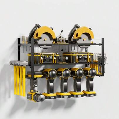 Power Tool Organizer Wall Mount - Sturdy Garage Storage Rack For Drills, Cordless Tools, And Hand Tools - Ideal For Workshop, Shed, Pegboard, Or Basement - 3-Tier Design With 5 Drill Holders, 20-Inch Length For Efficient Space Management And Easy Access To Your Essential Tools, Perfect For DIY Enthusiasts And Home Improvement Projects, Enhancing Organization And Productivity In Your Workspace, Great For Holiday Gift Giving And Seasonal Home Renovations.