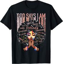 Camiseta de Orgullo del Mes de la Historia de la Melanina: Dios Dice que Soy Negra - Negro - Ver 1