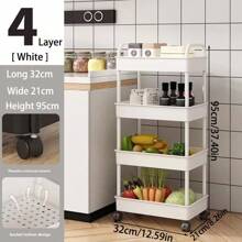 3 Layer/ 4Layer Plastic Rolling Utility Cart With Handle Storage Trolley For Office, Living Room, Kitchen, Movable Storage Organizer With Wheel