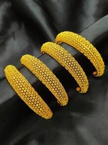 4Pcs Nigeria Copper Alloys Bangle Bracelet Jewelry India Africa Women Charm Luxury Bangles Anniversary Party Jewelry