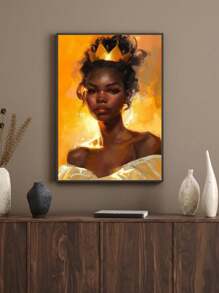 1pc African American Wall Art Kings And Queens Canvas Prints Woman Poster Gold Crown Painting Home Wall Decor Unframed