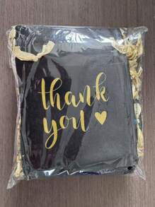 50pcs Black Satin Drawstring Bags, Gift Bags, 4*6 Inches Printed With Gold "Thank You" - Multipurpose Cloth Bags Suitable For Various Holidays, Wedding Favors, Bridal Shower, Anniversary Gifts, Party Supplies And Small Business Gifts