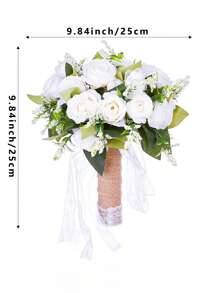 1 Stück Braut/Brautjungfer Rosenstrauß, Seidige Schleife & Künstliche Perlenrose, romantisches Hochzeits-/Valentinstagsgeschenk, Bridal-Shower/JGA, Hochzeitszeremonie Fotorequisiten, Jahrestags-Antrag