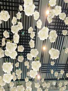 20-Piece White Rose Hanging Artificial Flower Decoration, Equipped With Transparent Fishing Line And Ceiling Rose Garland, No Power Required, Suitable For DIY Wedding, Wedding Party Table Center Decoration.