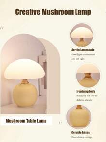 1 PC LED Portable Mushroom Decorative Lamp With USB Plug, Push Button Switch, Three Colours Changing Light, Reading Desktop Table Lamp, Outdoor Camping Night Light, Suitable For Dining Room, Bedroom, Living Room, Office Home Decoration, Holiday Gift For Friends