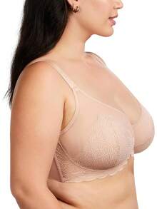HSIA Minimizer Bras Women Large Bust Full Coverage Lace Plus Size Bra - Scales - Baby Pink - View 2