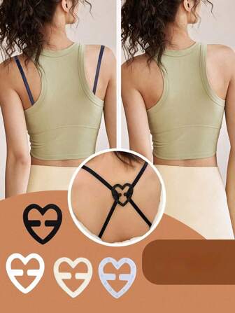 4 pezzi/8 pezzi Fermacinghie per reggiseno a forma di cuore, taglia unica 8 pezzi, fibbie invisibili antiscivolo per reggiseno, accessori per il corpo adatti per viaggio, sport, all'aperto, regalo di Natale
