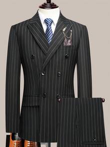 Últimos negocios - Vestimenta de noche Negocios - Formal Negocios Negocios - Negocios Desplazamientos urbanos Rayado Primavera/Verano Ajuste regular Doble botón Formal y de noche Salida nocturna Año nuevo - Rayas negras - Ver 1