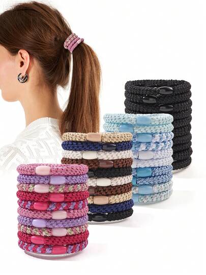 10pcs Colorful Thick Elastic Hair Ties, High Ponytail, Non-Damaging Hair Accessories,Hair Accessory,Hair Accessories,Hair Accessories For Women,Fall,Travel,Hair Tools,Accessories Women,Hair Stuff,Curly Hair,Scrunchies,Scrunchies Hair,Curly Hair Accessories