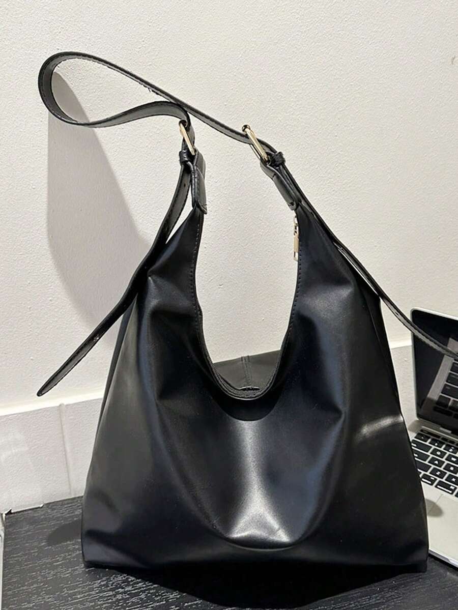 复古大容量柔软纯色女士单肩包，百搭斜挎包，手提包，女士流浪汉单肩包，大容量吊带斜挎包，手提包，休闲工作包