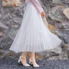 Black/White High Waist Tulle Skirt - 90cm Layered Net Underskirt With Lace Trim, Fluffy Tutu Skirt For Wedding Bridesmaid Cosplay Party Performance (L Size)