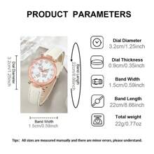 6 pièces Montres pour femmes, cadran simple avec chiffres et aiguilles papillon, montre à quartz ronde. Ensemble de montres, collier, bracelet, bague, boucles d'oreilles. Cadeau pour fête, mariage, vacances à la plage, Saint-Valentin