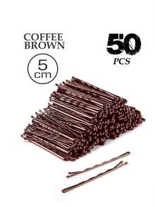 150/100/50 Stück schwarze Metall-Haarspangen in Wellenform, solide und lässig, rutschfeste Haarclips für Frauen und Mädchen, für alle Haartypen, geeignet für den täglichen Gebrauch und Haarstyling, Schulsachen, Haarzubehör, Kopfzubehör, Haarnadel, Reisen, Geburtstag - Kaffeebraun - Übersicht 24