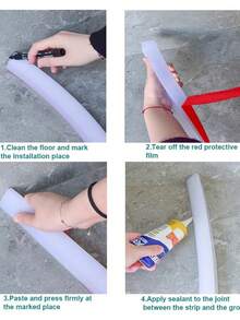 Collapsible Shower Threshold Water Dam Self Adhesive Shower Edge Water Barrier Stopper, Shower Water Blocker Retention System, Dry And Wet Separation For Bathroom Kitchen Countertop Sink Back To School - Multicolor - View 7