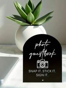 1pc Acrylic Guest Book Sign Plaque With Camera Icon, Reusable Wedding & Event Decor, Tabletop Display, Wedding Decoration - Acrylic Signs - View 5