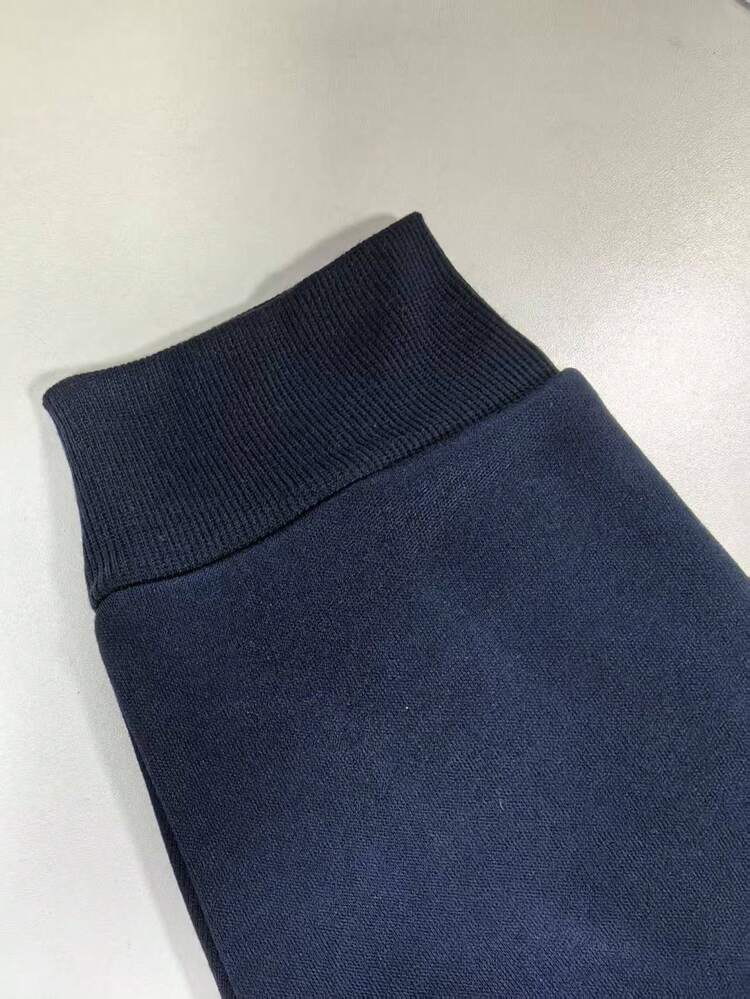 Sudadera para hombre de talla grande, sudadera casual de cuello redondo con estampado de lema de manga larga para hombre, otoño/invierno - Azul Marino - Añade 4