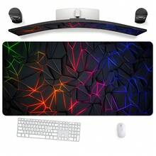 1pc Large Mouse Pad Stylish Geometric Design Desk Mat Computer Keyboard Mouse Laptop Gaming Mat - Suitable For Gamers/Office And Study Accessories - Multicolor - View 11