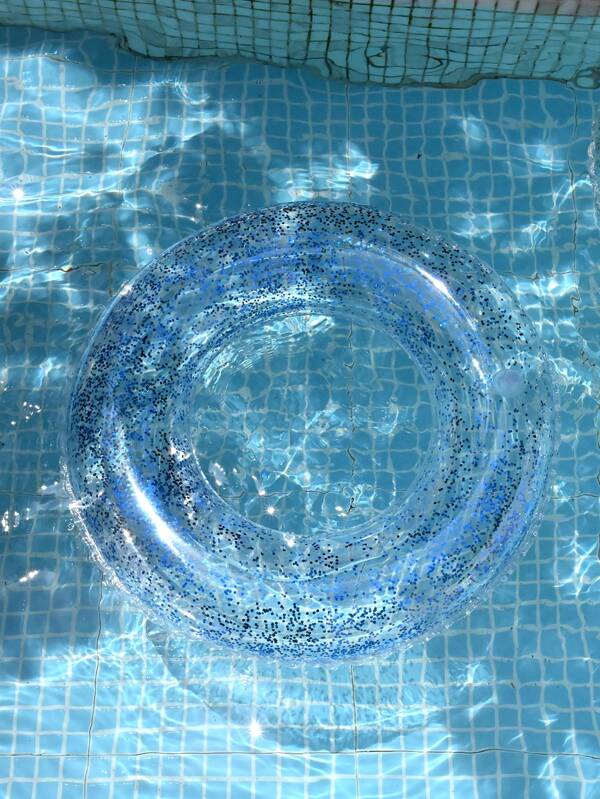 1 pieza Anillo de natación transparente de diseño brillante con lentejuelas plateadas de 60-90 CM, balsa de natación para piscina, fiesta en la playa y diversión de vacaciones de verano, regalo perfecto