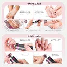 1PC Pink/Grey Electric Foot File Callus Remover - Professional Cordless Foot Sander For Cracked Heels & Dead Skin, 9-Speed Pedicure Tool With LED Display & Fast Charging Gift-Ready For Women - Grey - View 4